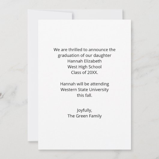 Simple Modern Photo Afstuderen Aankondiging (Achterkant)