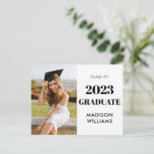 Simple Modern Photo Afstuderen Aankondigingskaart (Staand voorkant)
