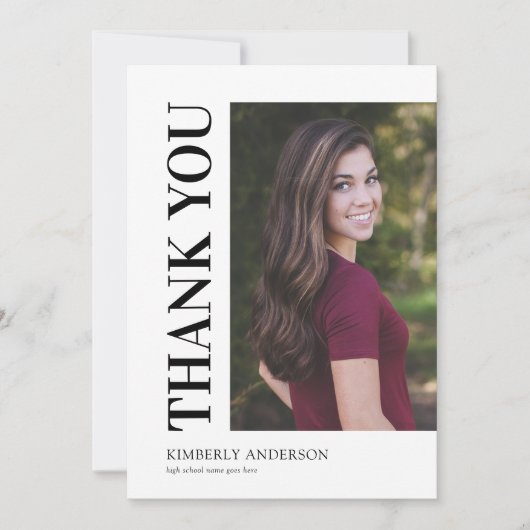 Simple Modern Photo Afstuderen Bedankkaart (Voorkant)