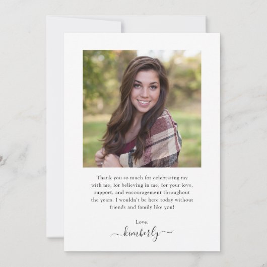 Simple Modern Photo Afstuderen Bedankkaart (Achterkant)