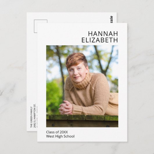 Simple Modern Photo Afstuderen Briefkaart (Voorkant / Achterkant)