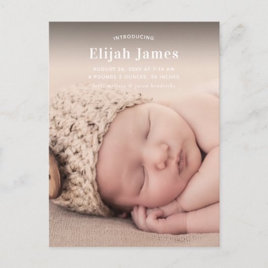 Simple Modern Photo Baby Announcement Briefkaart (Voorkant)