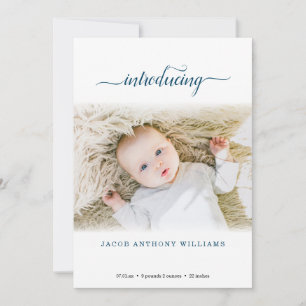 Simple Modern Photo Birth Announcement Card Bedankkaart