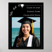 Simple modern photo black Graduation Party welcome Poster (Voorkant)