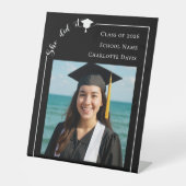 Simple modern photo black Graduation Party welcome Reclamebord Met Voetstuk (Voorkant)