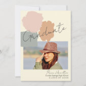 Simple Modern Photo Boho Blush Grey Afstuderen Aankondiging (Voorkant)