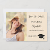 Simple modern photo champagne Graduation Save The Date (Voorkant)