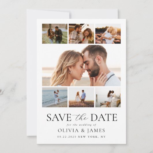Simple Modern Photo Collage Wedding Save The Date (Voorkant)