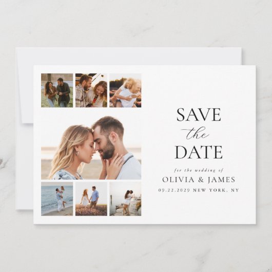 Simple Modern Photo Collage Wedding Save The Date (Voorkant)
