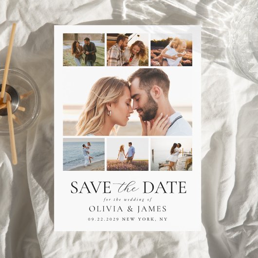Simple Modern Photo Collage Wedding Save The Date
