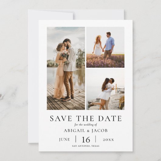 Simple Modern Photo Collage Wedding Save the Date (Voorkant)