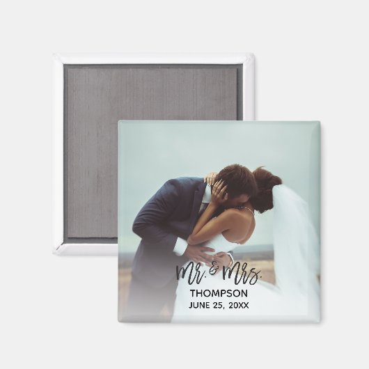 Simple Modern Photo Custom Wedding Pas getrouwd Magneet (Voorkant / Achterkant)