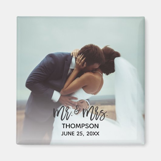 Simple Modern Photo Custom Wedding Pas getrouwd Magneet (Voorkant)