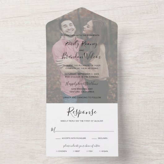 Simple Modern Photo Elegant Wedding All In One Uitnodiging (Binnen)