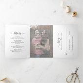 Simple Modern Photo Elegant Wedding Drieluik Uitnodiging (Binnen)