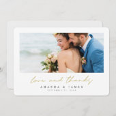 Simple Modern Photo Gold Typography Wedding Bedankkaart (Voorkant / Achterkant)