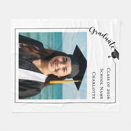 Simple modern photo Graduate Fleece Deken (Voorkant (Horizontaal))