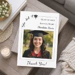 Simple modern photo Graduate She did it Bedankkaart<br><div class="desc">Complete your graduation celebration with the matching “She Did It” thank you card. Designed to coordinate perfectly with the She Did It Graduation Party Collection, this modern thank you card features a clean, stylish layout and confident typography that celebrates her achievement. The back includes a customizable gratitude message, making it...</div>
