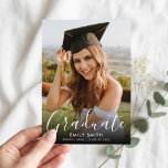 Simple Modern Photo Graduation Aankondiging<br><div class="desc">Create your own custom photo graduation announcement cards featuring you graduates details in modern minimalist typography.</div>