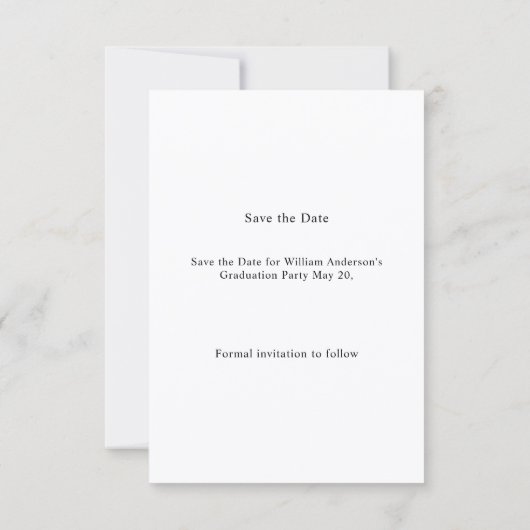 Simple modern photo Graduation party Save the Date (Achterkant)
