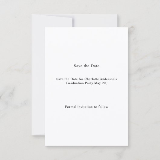 Simple modern photo Graduation party Save the Date (Achterkant)