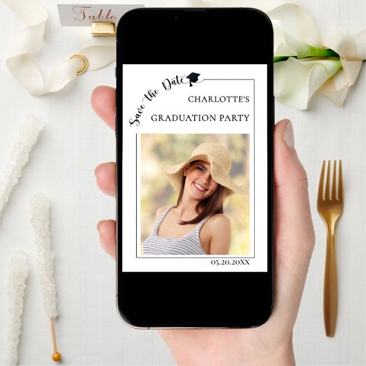 Simple modern photo Graduation party Save the Date