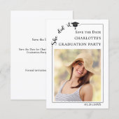 Simple modern photo Graduation party Save the Date (Voorkant / Achterkant)