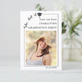 Simple modern photo Graduation party Save the Date (Staand voorkant)