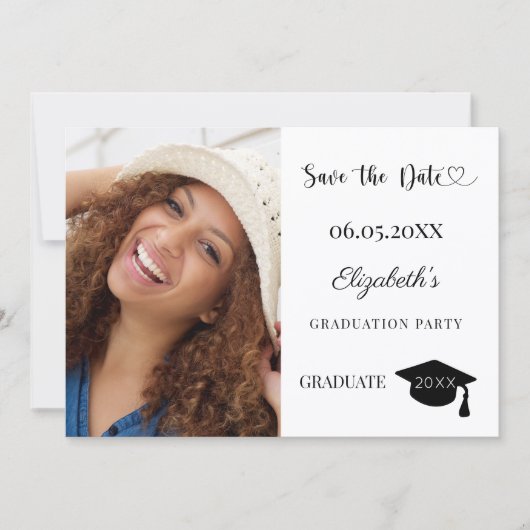 Simple modern photo Graduation Save The Date (Voorkant)