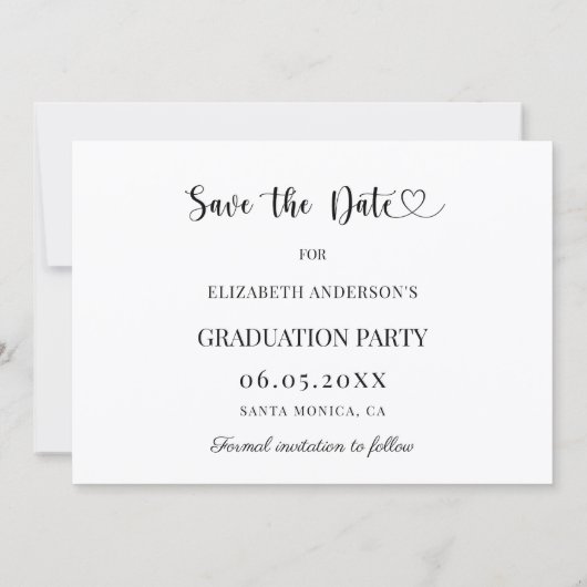 Simple modern photo Graduation Save The Date (Achterkant)
