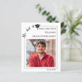 Simple modern photo Graduation Save the Date card (Staand voorkant)
