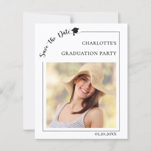 Simple modern photo Graduation Save the Date card (Voorkant)