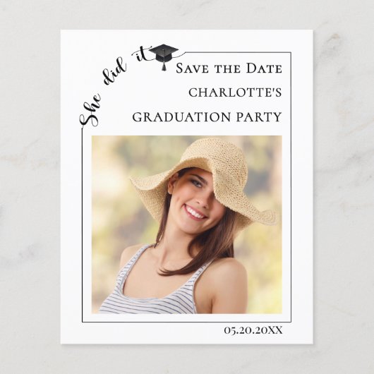 Simple modern photo Graduation Save the Date Flyer (Voorkant)