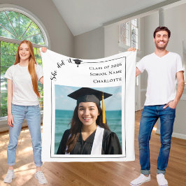 Simple modern photo Graduation she did it Fleece Deken
