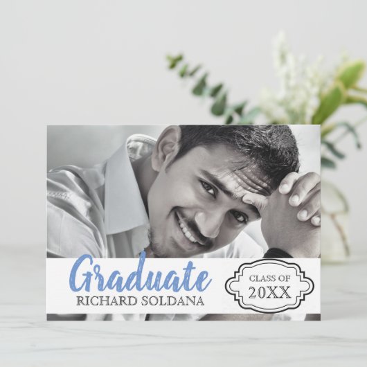 Simple Modern Photo Guy Afstuderen Kaart (Staand voorkant)