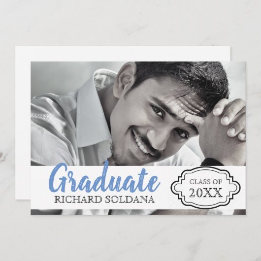 Simple Modern Photo Guy Afstuderen Kaart (Voorkant / Achterkant)