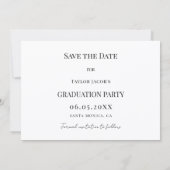 Simple modern photo guy Graduation Save The Date (Achterkant)