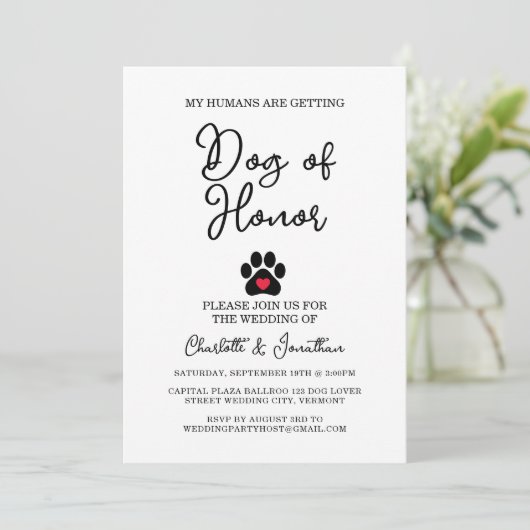 Simple Modern Photo Hondenliefhebber Pet Wedding Kaart (Staand voorkant)