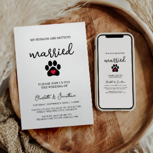Simple Modern Photo Hondenliefhebber Pet Wedding Kaart