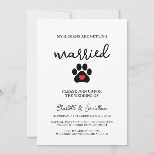 Simple Modern Photo Hondenliefhebber Pet Wedding Kaart (Voorkant)
