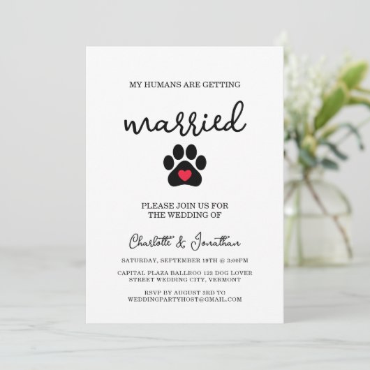 Simple Modern Photo Hondenliefhebber Pet Wedding Kaart (Staand voorkant)