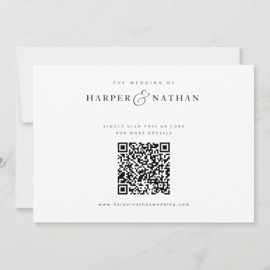 Simple Modern Photo QR Code Wedding Save The Date (Achterkant)