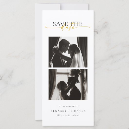 Simple Modern Photo Strip Wedding Save the Date (Voorkant)