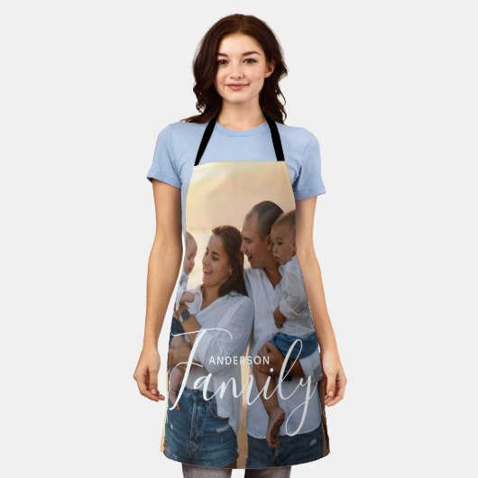 Simple Modern Photo Template Custom Family Name Schort (Gedragen)