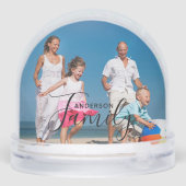 Simple Modern Photo Template Custom Family Name Sneeuwbol (Achterkant)