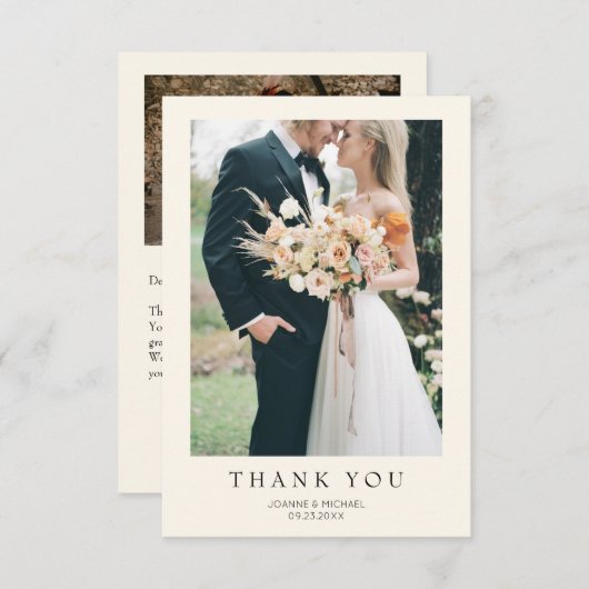 Simple Modern Photo Wedding Bedankkaart (Voorkant / Achterkant)