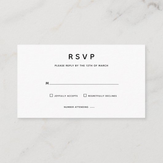 Simple Modern Photo Wedding RSVP Enclosure Kaart (Achterkant)