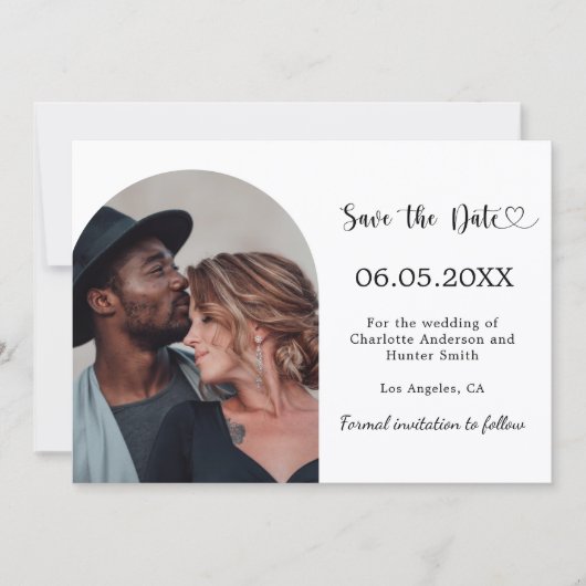 Simple modern photo wedding save the date (Voorkant)