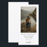 Simple Modern Photo Wedding Save the Date<br><div class="desc">Most save-the-dates get lost on the fridge. Send a rustic boho bookmark-style card your friends will actually use instead. This tall layout is a totally unique choice. It is the perfect way to show off a scenic lake photo or your favorite couple picture. This photo wedding save-the-date features clean, simple...</div>