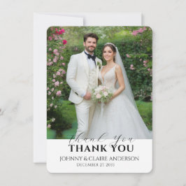 Simple Modern Photo Wedding Thank You Card Message Bedankkaart